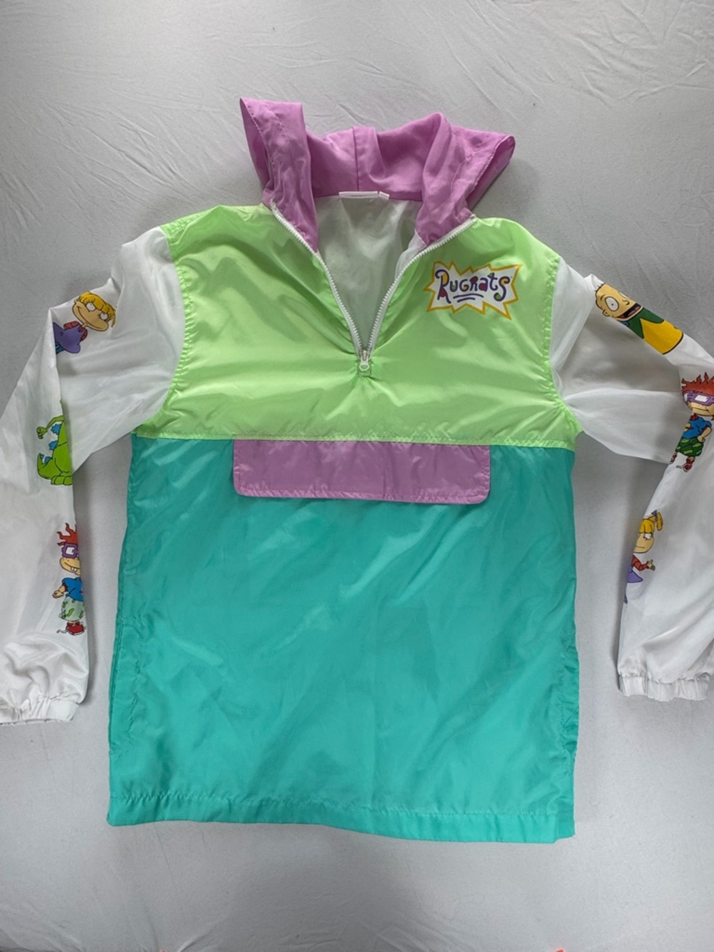 Vintage Nickelodeon Rugrats Hooded Windbreaker Pullover Jacket Adult Medium
